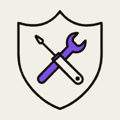 A shield with a wrench and a screwdriver inside.